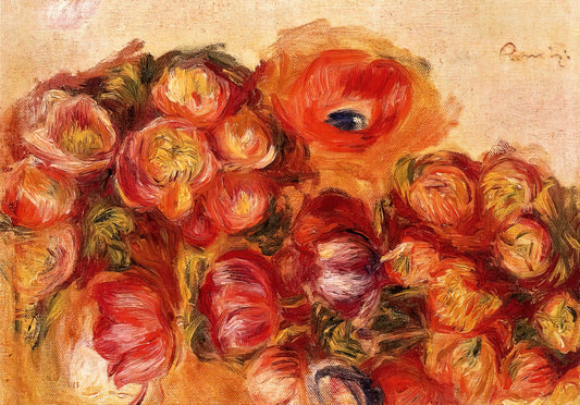 Famous Paintings of Auguste Renoir: A Curator's Guide to His Masterpieces - Study of Flowers Anemones and Tulips by Pierre-Auguste Renoir