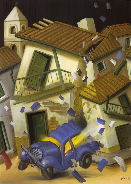Fernando Botero Brushed Aluminum Print: A Modern Collector's Guide - CAR BOMB by Fernando Botero