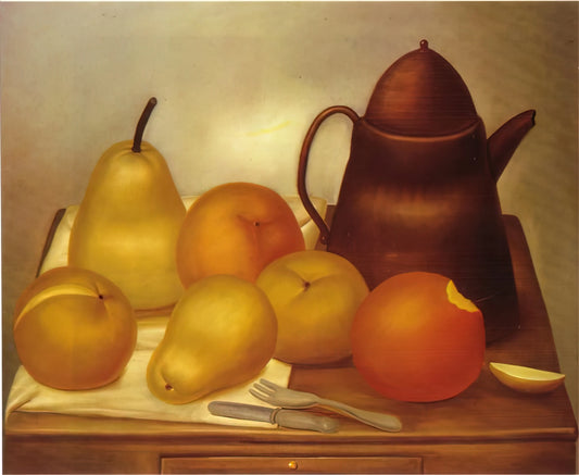 Fernando Botero and Lina Botero: A Colombian Artistic Dynasty - STILL LIFE WITH COFFEE POT by Fernando Botero