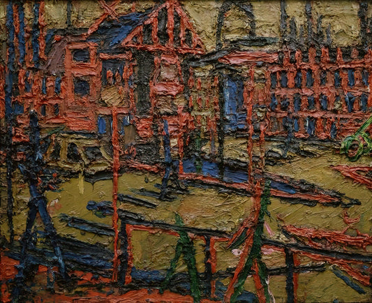 Frank Auerbach for Sale: A Collector's Guide to Acquiring His Powerful Art Prints - BEHIND CAMDEN TOWN STATION SUMMER EVENING by Frank Auerbach