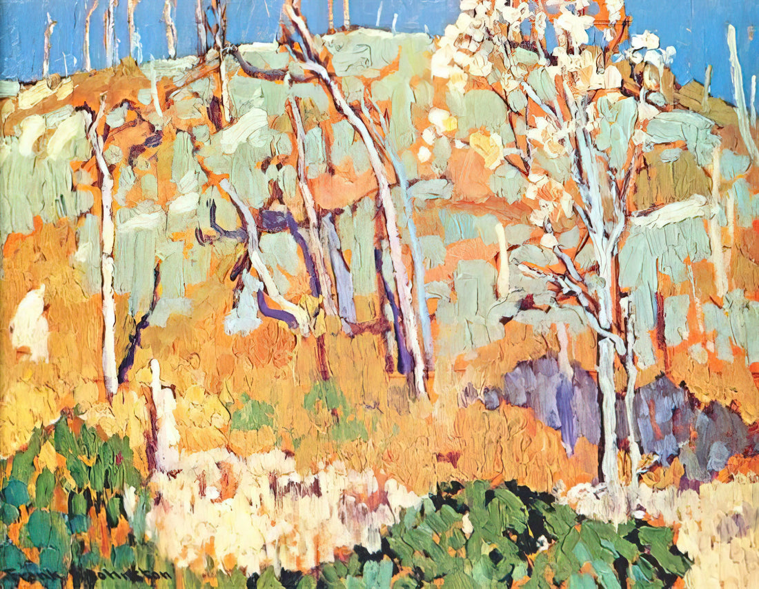 Franz Johnston Prints: A Guide to the Group of Seven's Northern Vision - Patterned Hillside - 1918 by Frank Johnston