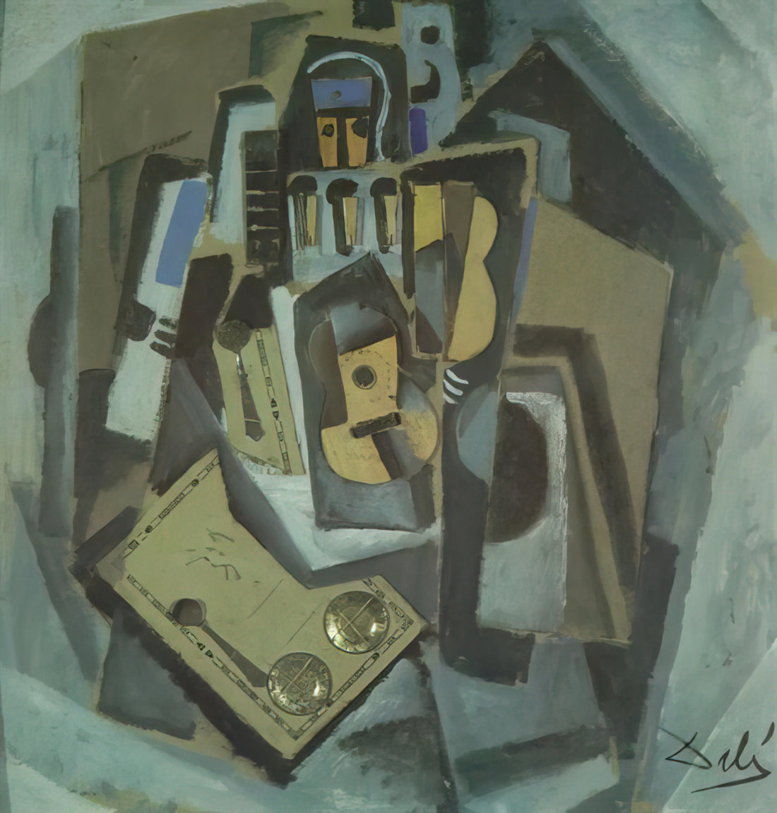 Frida Kahlo and Salvador Dalí: A Study in Surrealist Contrasts and Artistic Legacy - PIERROT AND GUITAR by Salvador Dali