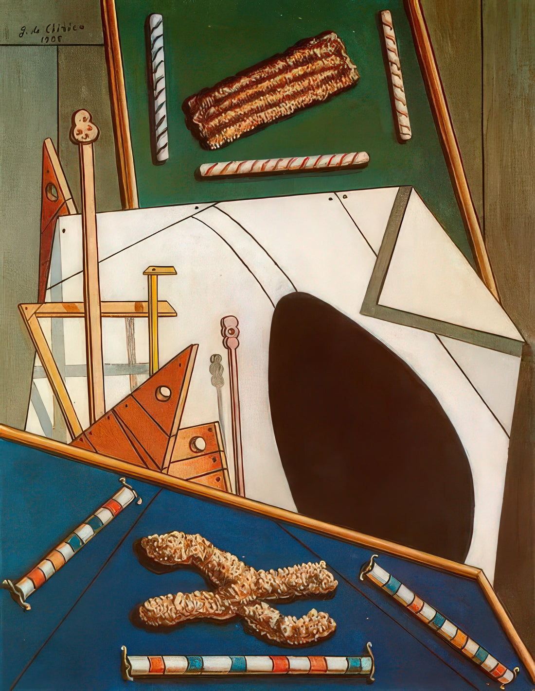 Giorgio de Chirico Framed Art Print: A Curator's Guide to Metaphysical Masterpieces - METAPHYSICAL INTERIOR WITH BISCUITS by Giorgio de Chirico
