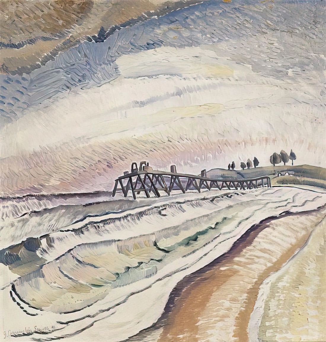 Grace Cossington Smith Canvas: Exploring the Vibrant Legacy of an Australian Modernist Pioneer - Bulli Pier, South Coast - 1931 by Grace Cossington Smith