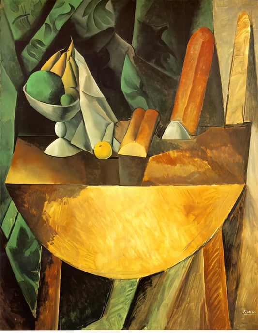 Guillaume Apollinaire & Picasso: The Revolutionary Friendship That Shaped Modern Art - Bread and dish with fruits on the table by Pablo Picasso