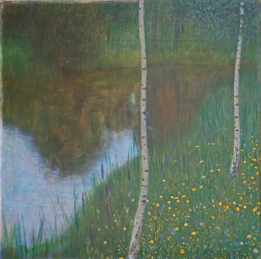 Gustav Klimt and the Wittgenstein Family: A Portrait of Artistic Patronage and Modernist Vision - LAKESIDE WITH BIRCH TREES 1901 by Gustav Klimt