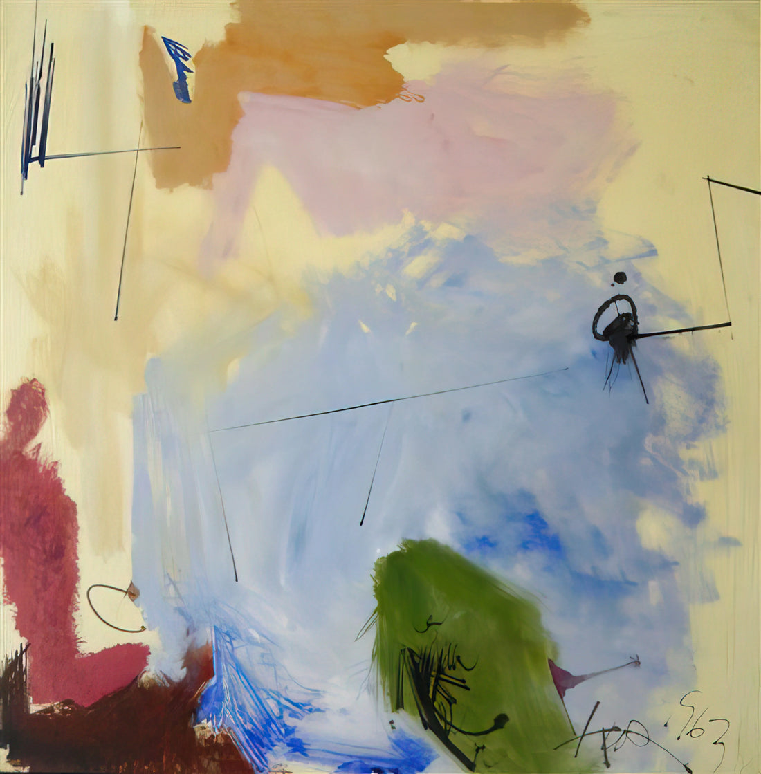 Hassel Smith Print: Exploring the Abstract Expressionist Legacy of a Bay Area Maverick - At Miss Webb's - 1963 by Hassel Smith