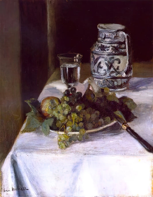 Henri Matisse Abstract: The Master's Journey into Color, Form, and Radical Simplicity - STILL LIFE WITH GRAPES 1896 by Henri Matisse