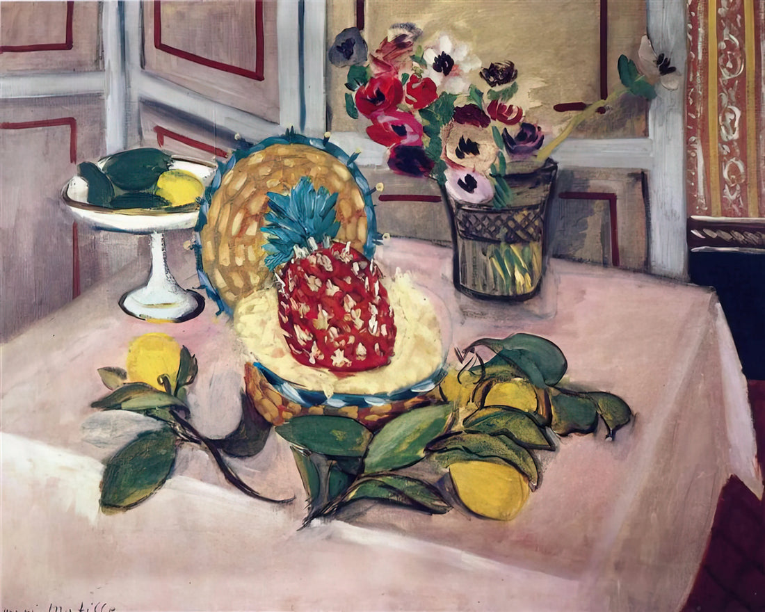 Henri Matisse Français: The Life, Art, and Enduring Legacy of France's Master of Color - STILL LIFE WITH PINEAPPLES 1 by Henri Matisse