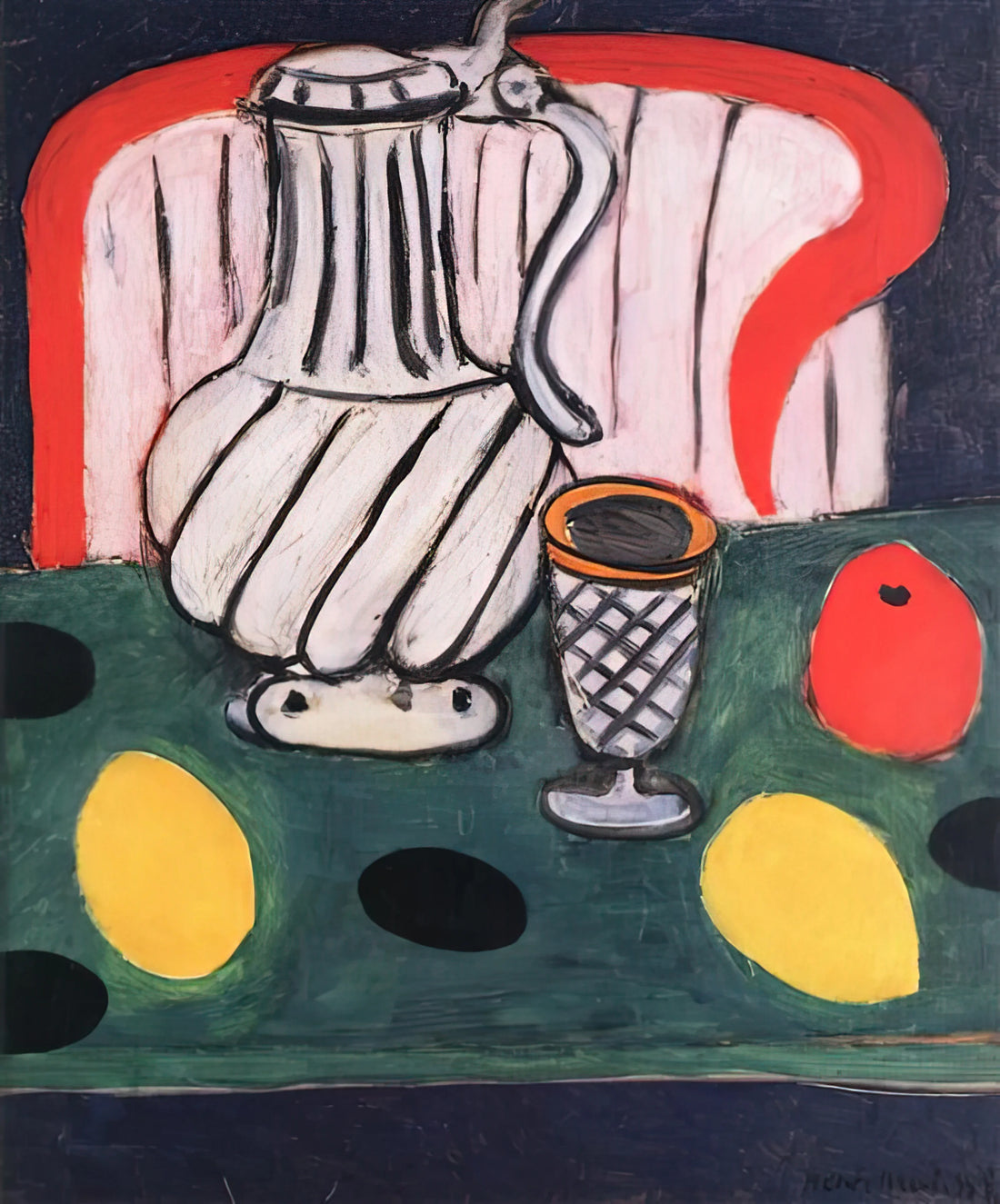 Henri Matisse: The Master of Color and Form Who Redefined Modern Art - TIN PITCHER LEMON AND ARMCHAIR 1939 by Henri Matisse