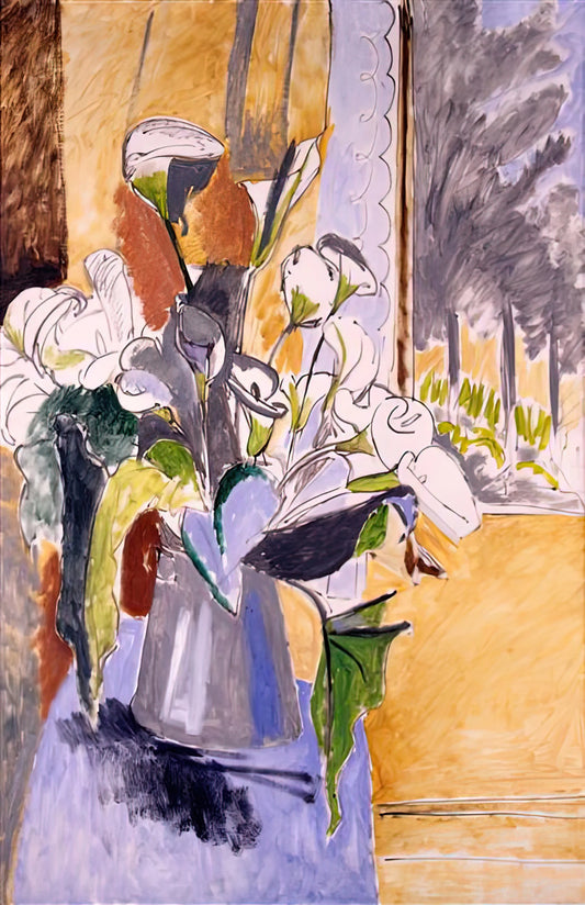 Henri Matisse: The Master of Color, Form, and Modern Art - BOUQUET OF FLOWERS ON A VERANDA 1912 by Henri Matisse