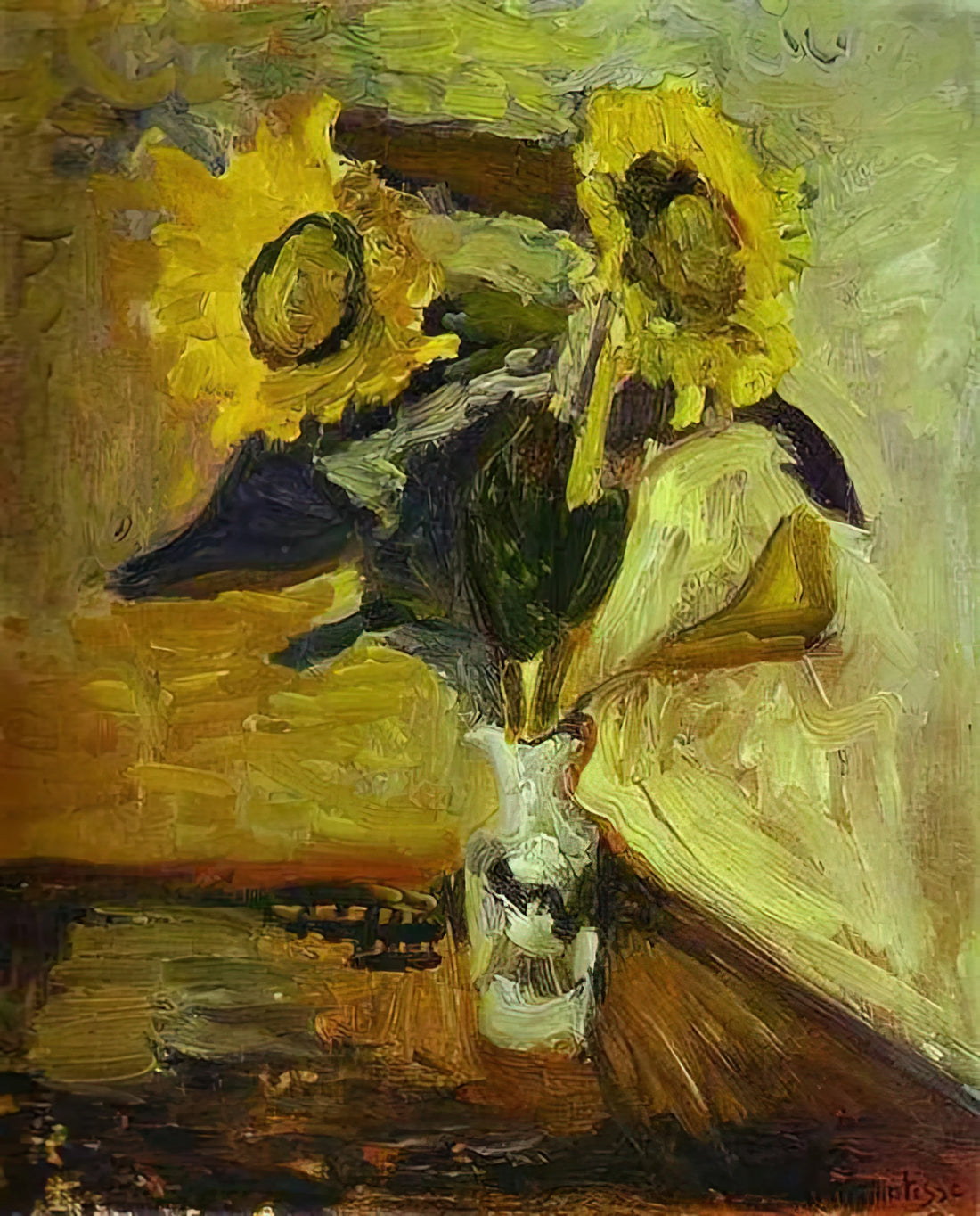 Henri Matisse's La Perruche et la Sirène: A Masterpiece of Cut-Out Art and Color - VASE OF SUNFLOWERS 1898 by Henri Matisse