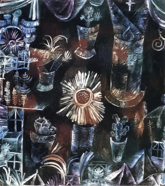 Howling Dog by Paul Klee: A Masterpiece of Symbolic Expressionism - STILL LIFE WITH THISTLE BLOOM 1919 by Paul Klee