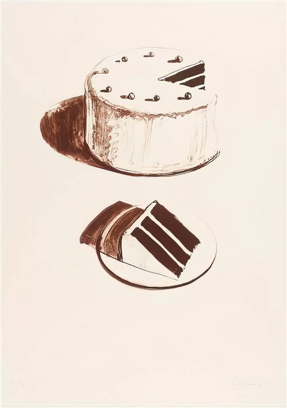 Images of Wayne Thiebaud Paintings: A Visual Feast of American Pop Art - Chocolate Cake - 1971 by Wayne Thiebaud