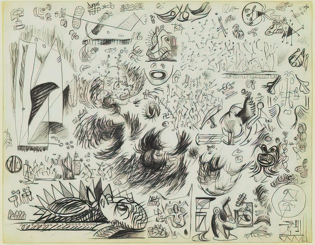Jackson Pollock Price: Understanding the Value of Abstract Expressionism's Masterpieces - SHEET OF STUDIES 1941 by Jackson Pollock
