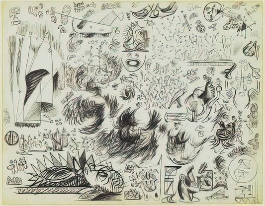 Jackson Pollock Price: Understanding the Value of Abstract Expressionism's Masterpieces - SHEET OF STUDIES 1941 by Jackson Pollock