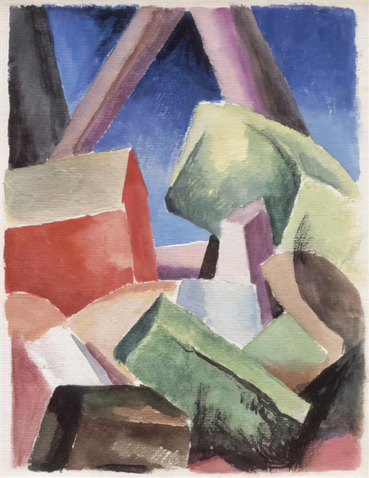 Jackson Pollock and Thomas Hart Benton: The Unlikely Mentor-Protégé Relationship That Shaped American Art - HOUSE IN CUBIST LANDSCAPE 1920 by Thomas Hart Benton