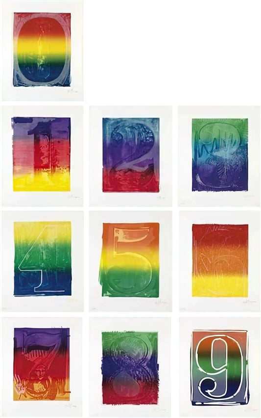 Jasper Johns 2021: A Year of Legacy, Exhibitions, and Enduring Influence in Contemporary Art - COLOR NUMERAL SERIES ULAE 59 68 1969 by Jasper Johns