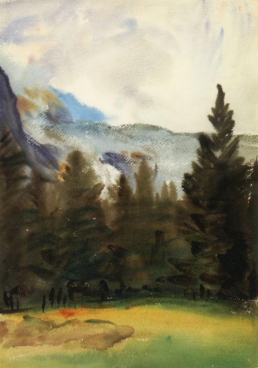 John Singer Sargent Female Portraits: Mastery of Character, Light, and Society - Purtud Fir Trees and Snow Mountains by John Singer Sargent