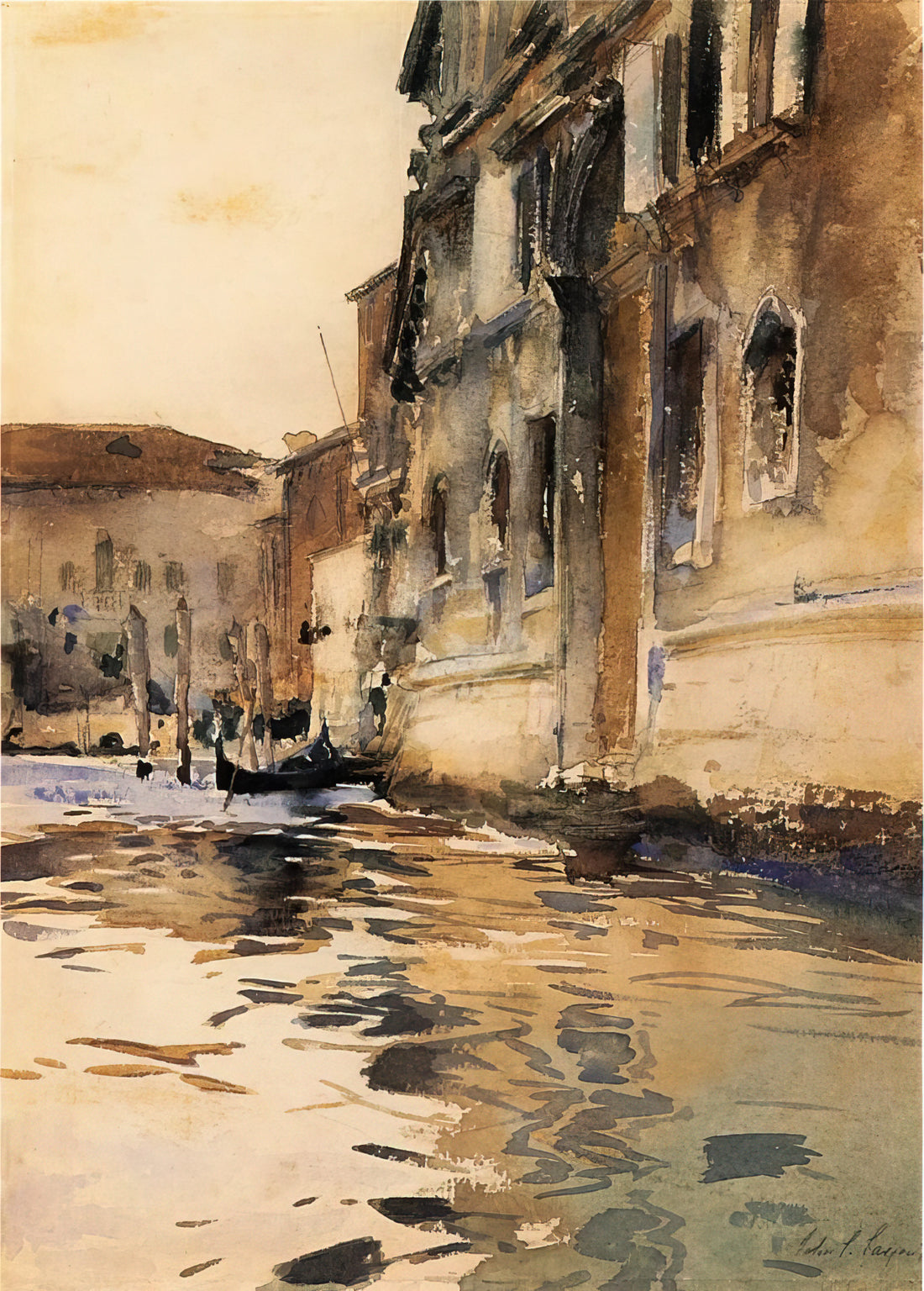 John Singer Sargent Print: A Collector's Guide to Museum-Quality Reproductions - Venetian Canal, Palazzo Corner by John Singer Sargent