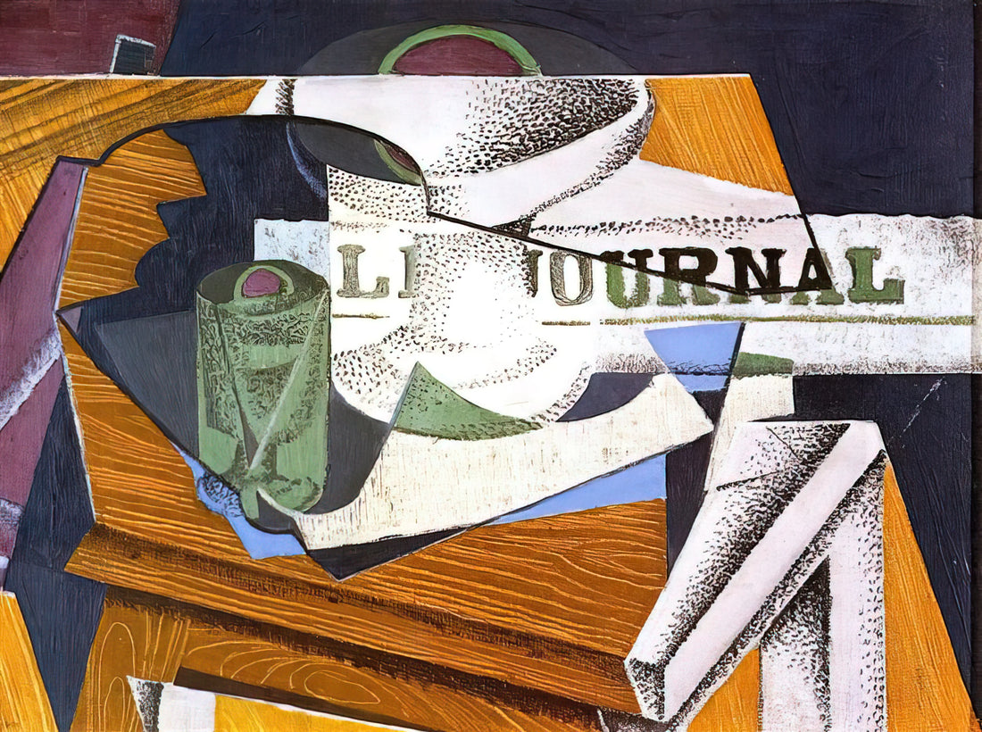Juan Gris Paintings: Deconstructing Cubism's Architect - FRUIT BOWL BOOK AND NEWSPAPER by Juan Gris