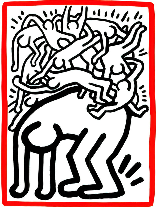 Keith Haring Redbubble: Navigating the World of Art Prints and Artist Legacy - FIGHT AIDS WORLDWIDE 1990 by Keith Haring