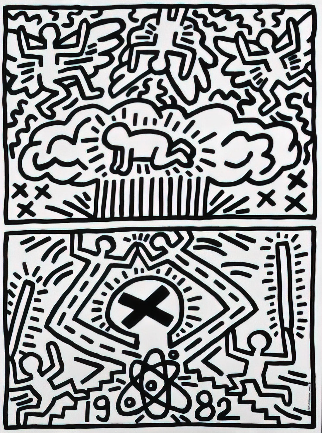 Keith Haring's Eight Ball: Decoding the Iconic Symbol of 1980s Street Art - ANTI NUCLEAR RALLY 1982 by Keith Haring