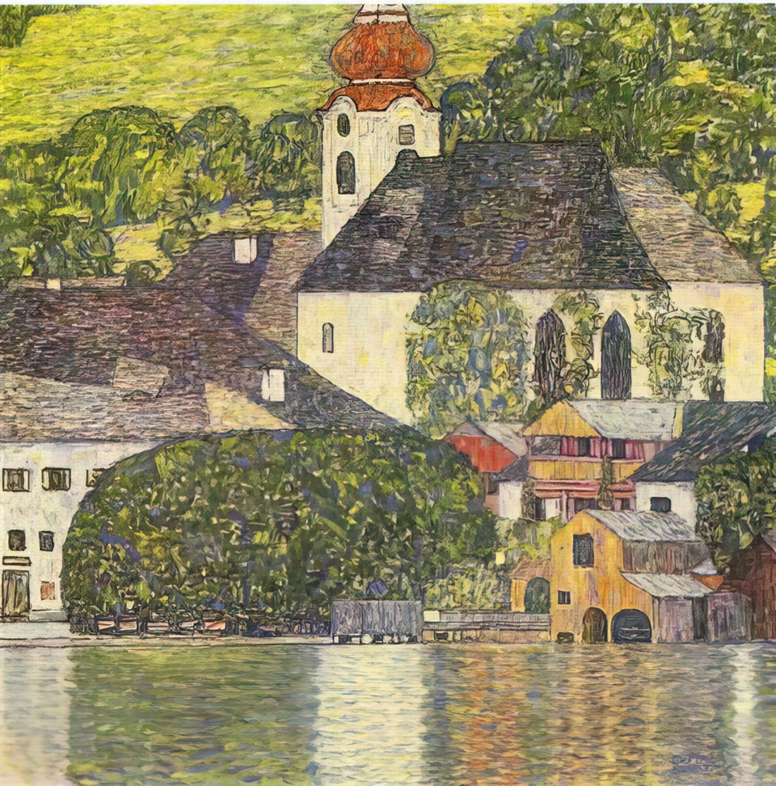 Klimt Gallery: A Curated Journey Through Gustav Klimt's Golden Era - CHRUCH IN UNTERACH ON THE ATTERSEE by Gustav Klimt