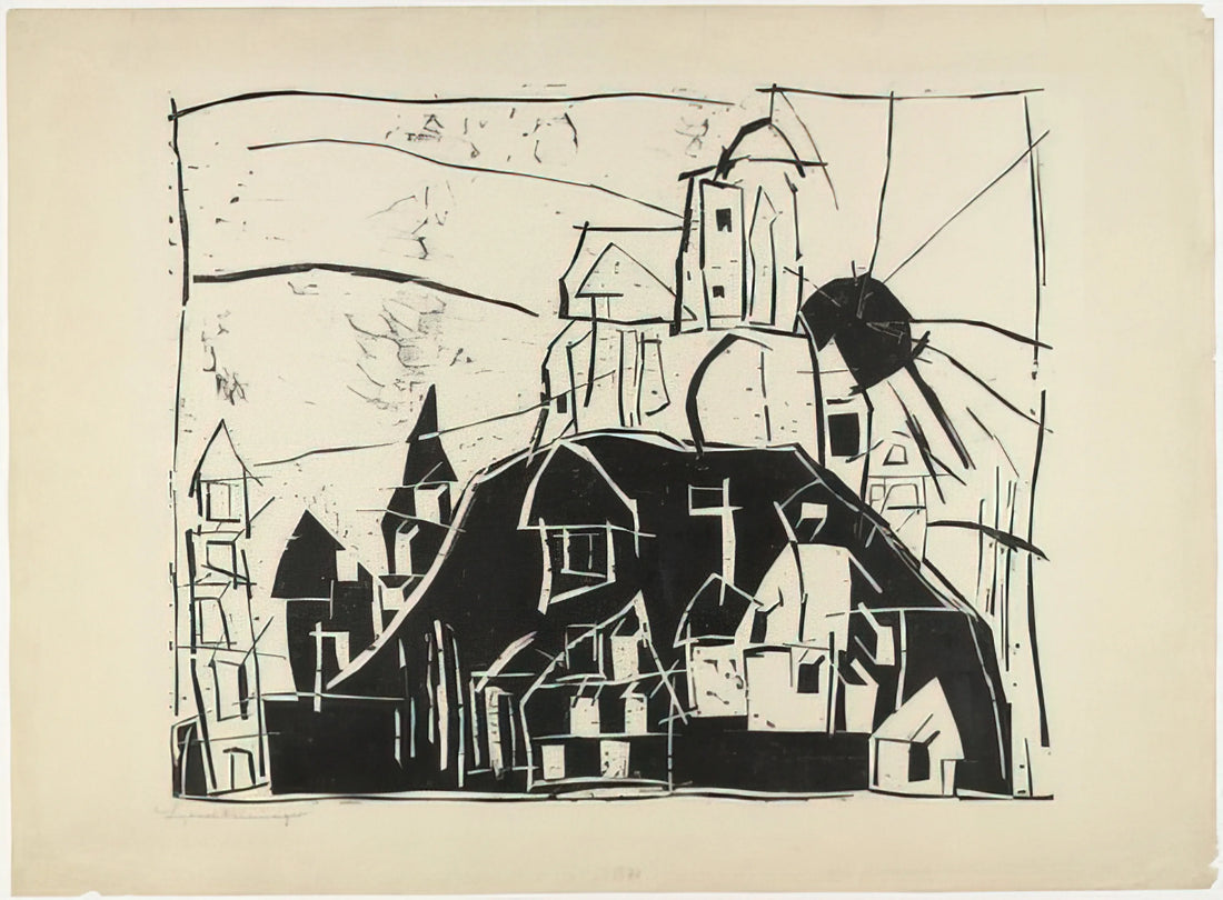 Lyonel Feininger at the Edge of the World: A Visionary’s Perspective - CITY ON THE MOUNTAIN STADT AUF DEM BERGE 1918 by Lyonel Feininger