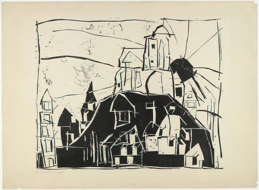 Lyonel Feininger at the Edge of the World: A Visionary’s Perspective - CITY ON THE MOUNTAIN STADT AUF DEM BERGE 1918 by Lyonel Feininger