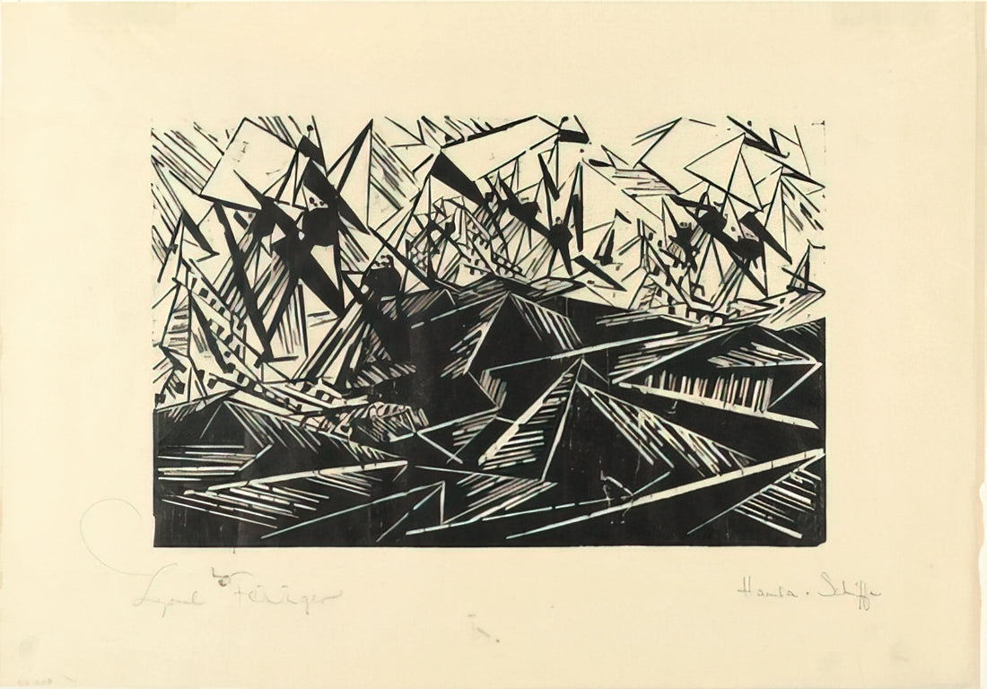Lyonel Feininger: The Architect of Cubist Fantasy in Modern Art - HANSEATIC SHIPS HANSASCHIFFE 1919 by Lyonel Feininger