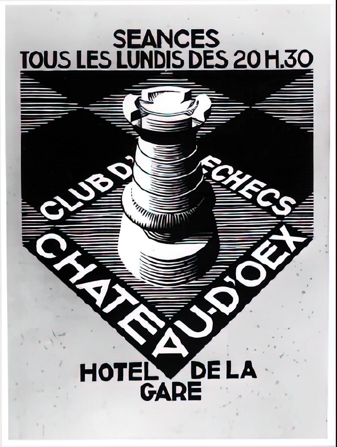 M.C. Escher Reproduction: A Guide to Acquiring Museum-Quality Art Prints - ADVERTISEMENT CHESS CLUB CHATEAU DOEX JULY 1936 1936 by MC Escher