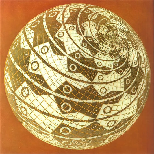 M.C. Escher: The Master of Mathematical Art and Optical Illusions - SPHERE SURFACE WITH FISHES COLOUR by MC Escher