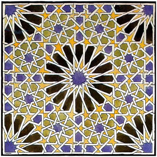 MC Escher Stars: The Celestial Geometry of a Visionary Printmaker - MURAL MOSAIC IN THE ALHAMBRA by MC Escher
