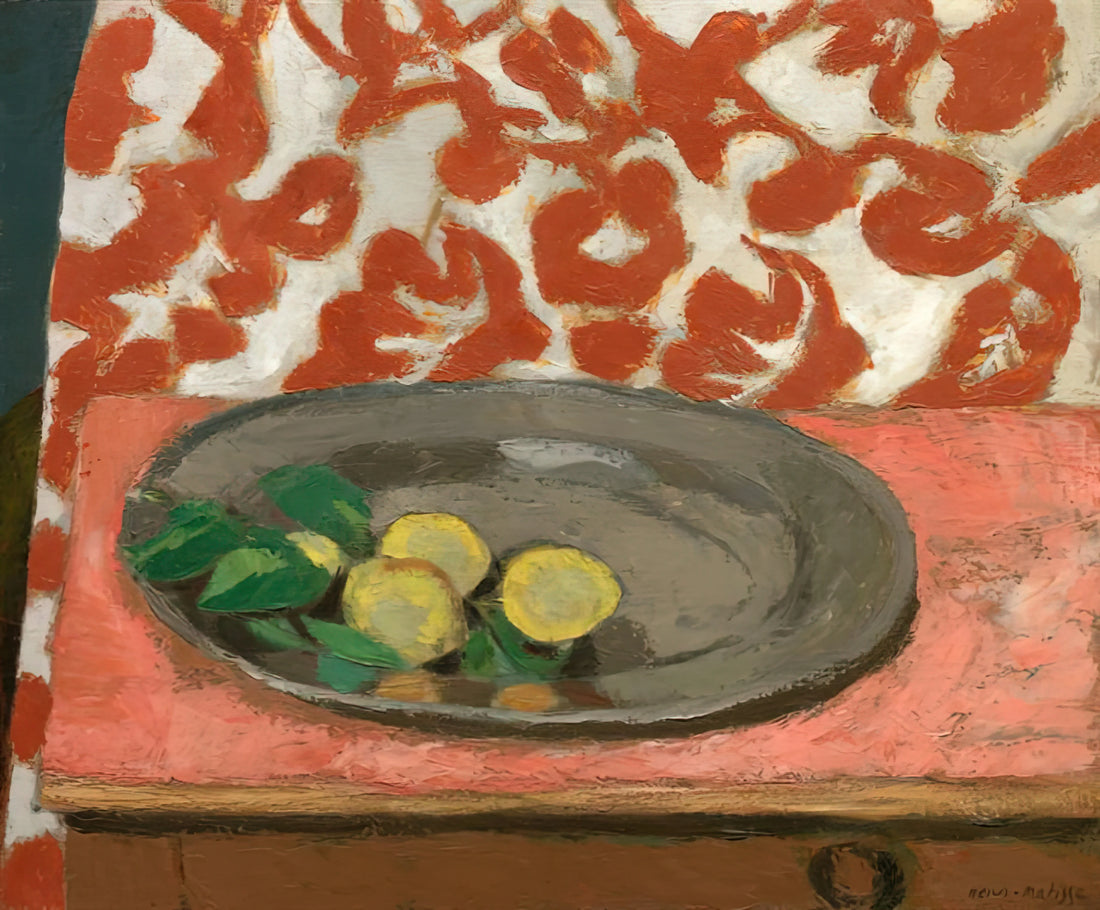 Matisse Red Studio Poster: A Masterpiece of Color and Composition in Modern Art - LEMONS ON A PEWTER PLATE 1929 by Henri Matisse