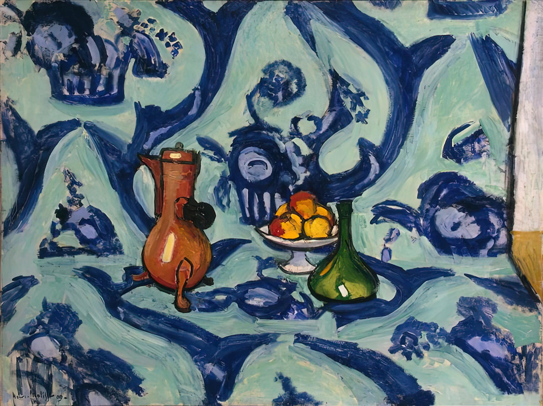 Matisse and Japonisme: How Japanese Art Transformed a Modern Master - STILL LIFE WITH BLUE TABLECLOTH 1906 by Henri Matisse