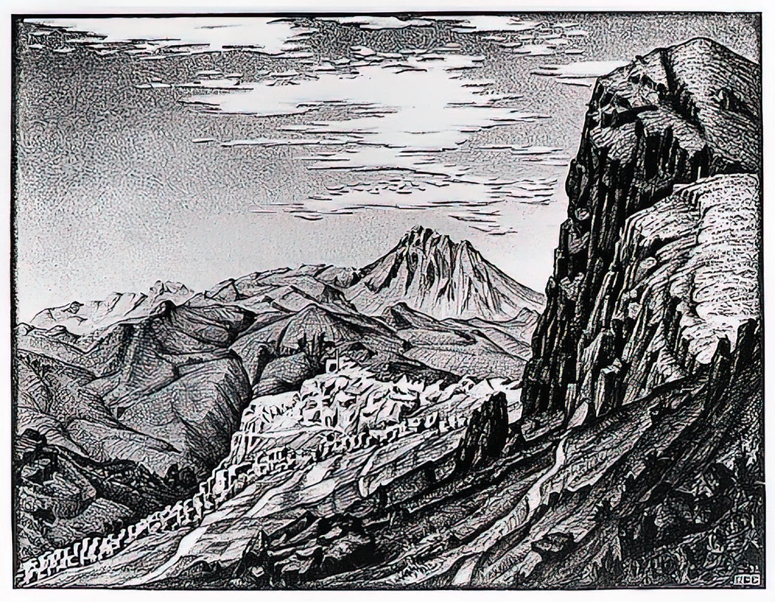Maurice Escher Images: A Curator's Guide to the Master of Mathematical Art - CALTAVUTURO IN THE MADONIE MOUNTAINS SICILY by MC Escher