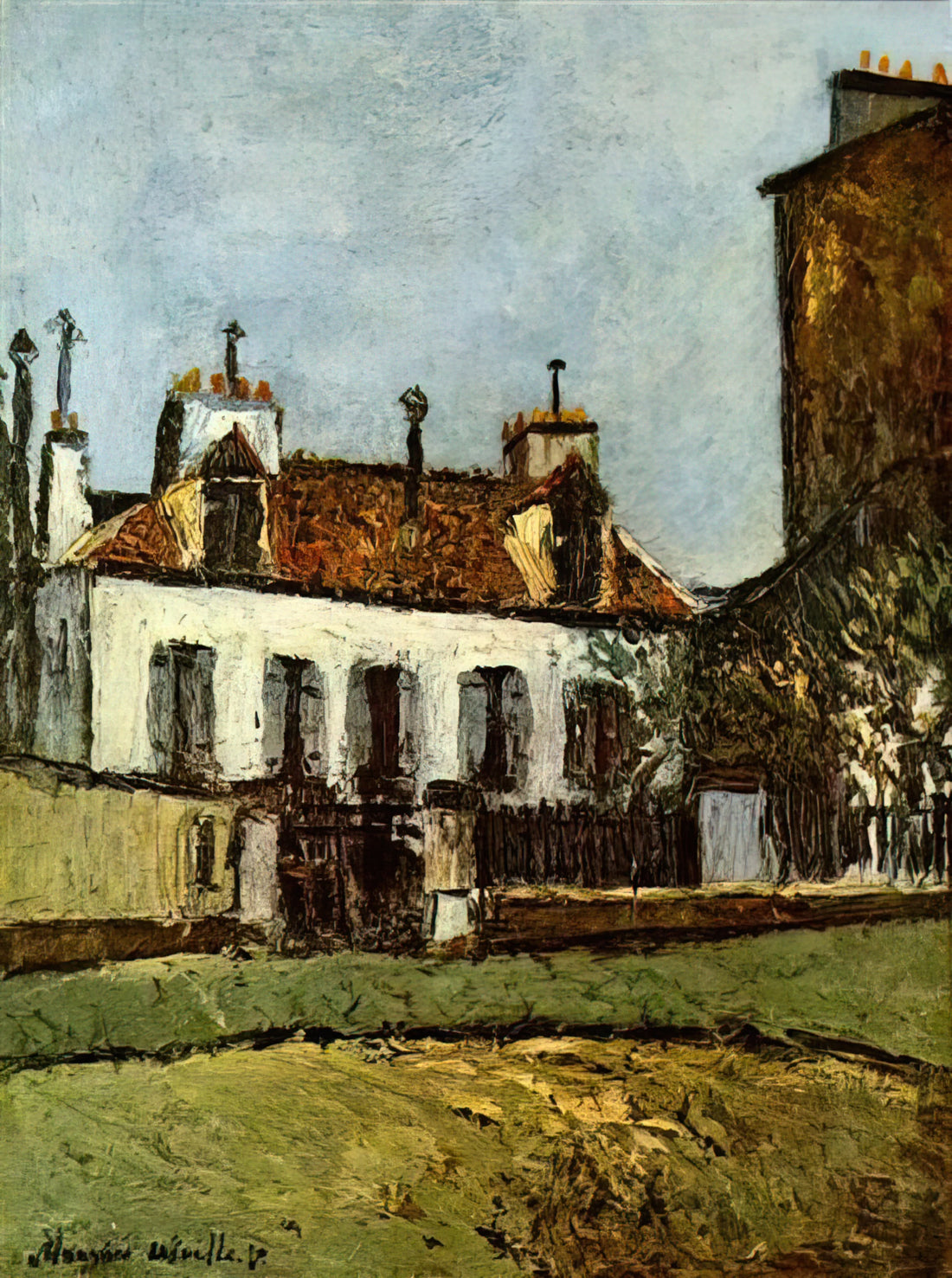 Maurice Utrillo Prints: Collecting the Soul of Montmartre - HOUSE IN THE SUBURBS OF PARIS by Maurice Utrillo