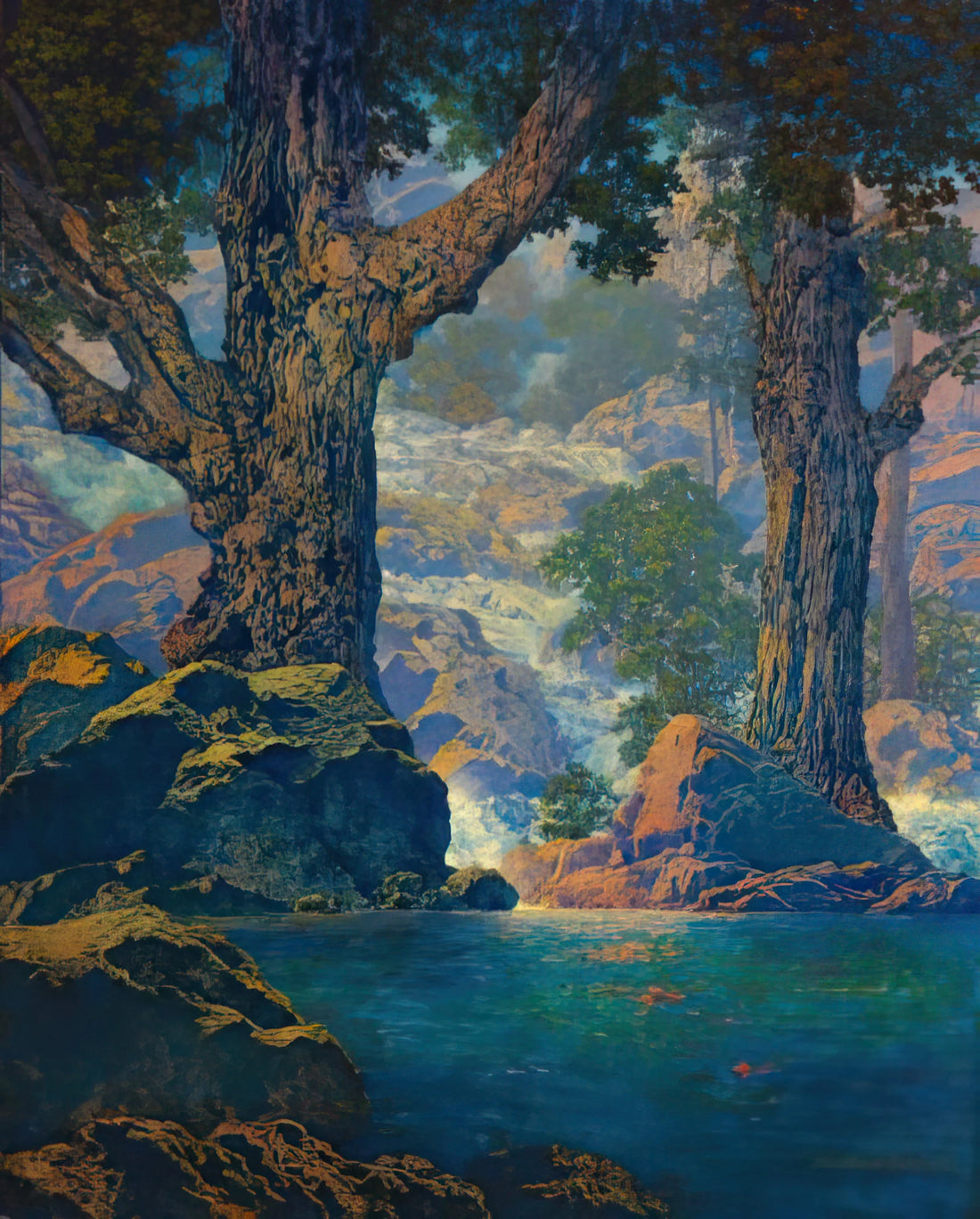 Maxfield Parrish Prints Vintage: A Collector's Guide to Timeless American Art - Cascades Quiet Solitude by Maxfield Parrish