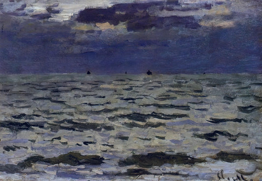 Monet Étretat: The Beach and the Falaise d'Amont Poster - A Masterpiece of Light and Atmosphere - Seascape by claude monet