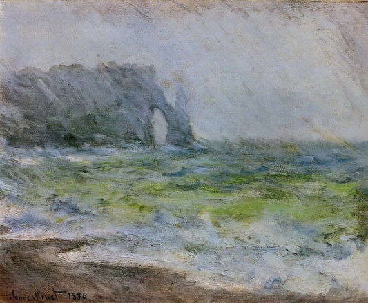 Monet Giclée Prints: The Ultimate Guide to Museum-Quality Impressionist Art - The Manneport, Etretat in the Rain by claude monet