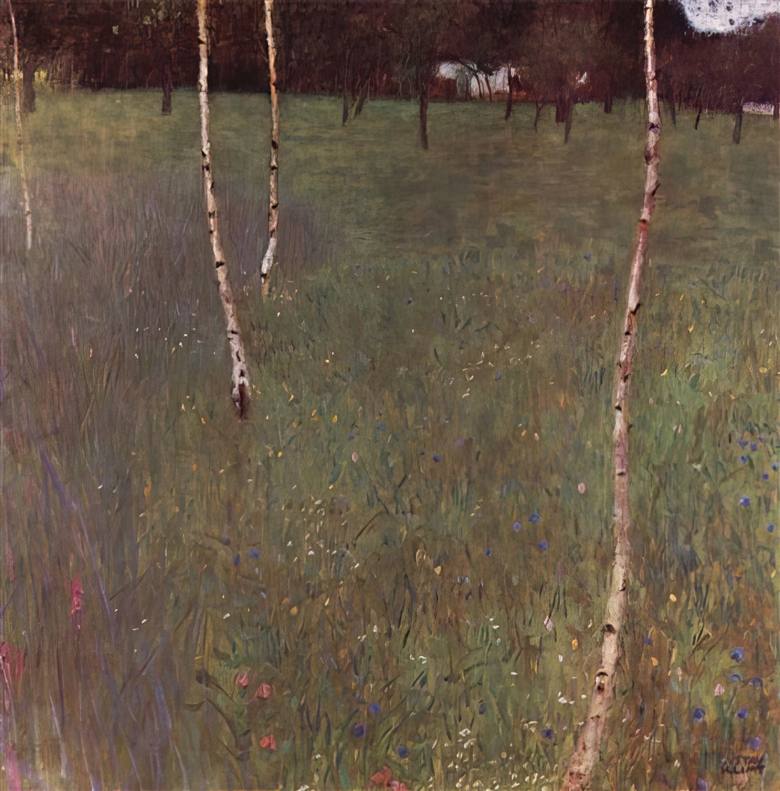 Monet & Klimt: A Comparative Study of Impressionist and Symbolist Masters - FARMHOUSES WITH BIRCH TREES by Gustav Klimt