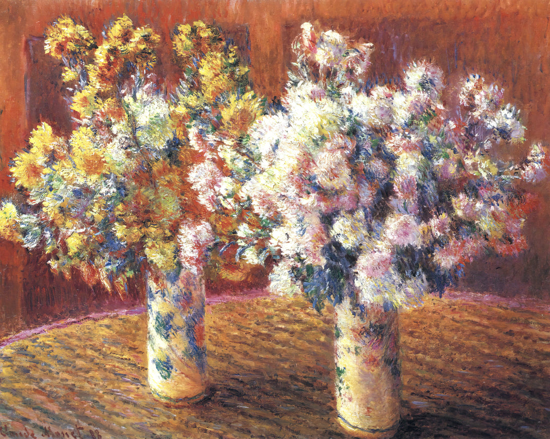 Monet's Water Lilies at the Musée de l'Orangerie: A Complete Guide to the Masterpiece - Two Vases with Chrysanthems by claude monet