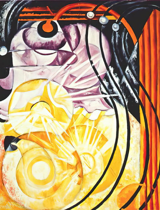Natalia Goncharova Framed Canvas Print: A Modernist Masterpiece for Your Collection - Electric lamp - 1913 by Natalia Goncharova