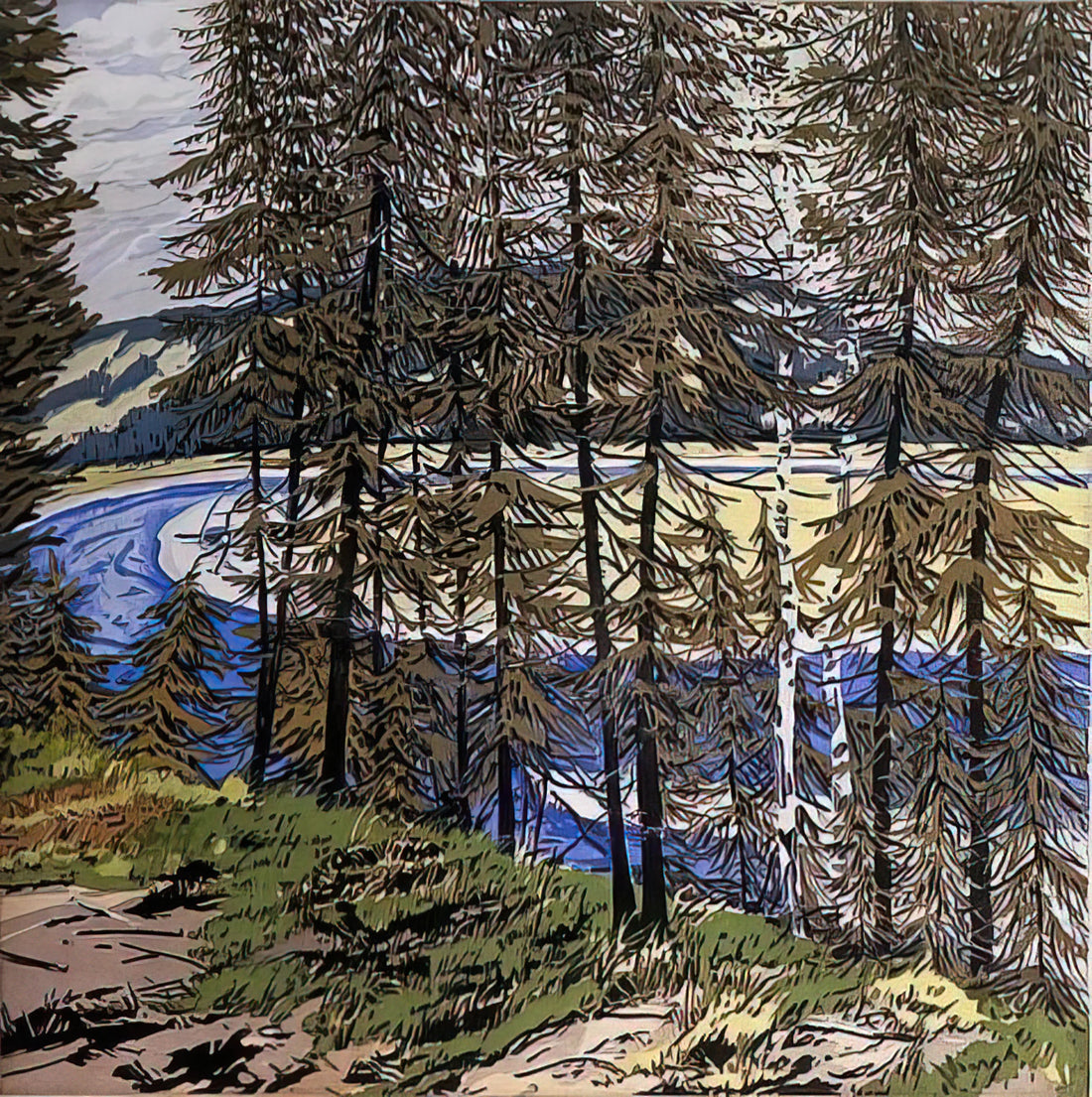 Neil Welliver Framed Canvas Print: A Collector's Guide to the American Landscape Master - Synthetic Blue St. John - 2000 by Neil Welliver