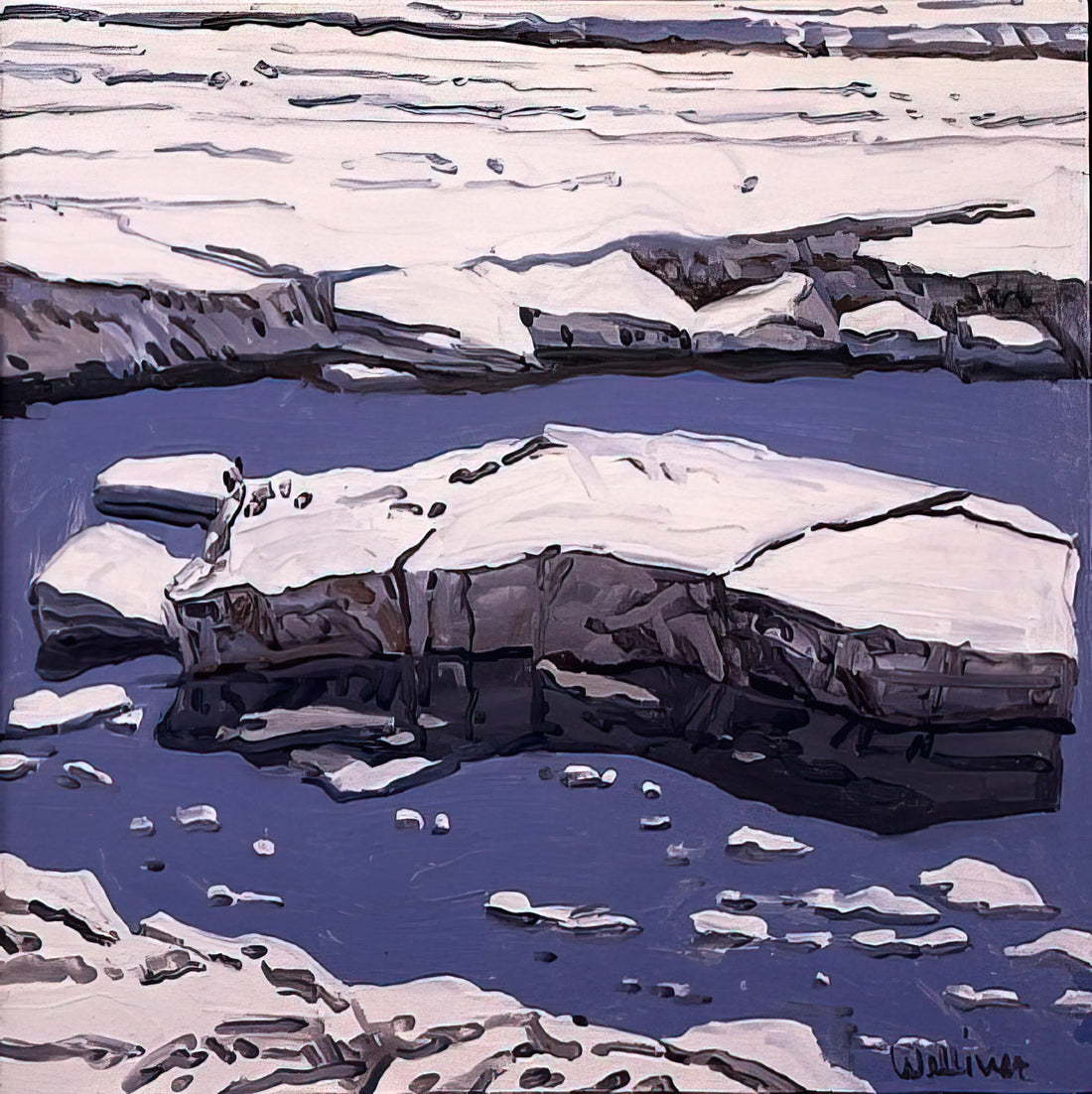 Neil Welliver Print: The Definitive Guide to Collecting His Iconic American Landscapes - Study for Ice Flow, Allagash - 1996 by Neil Welliver