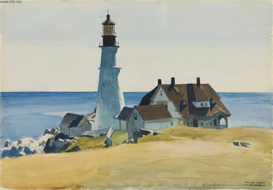 Nighthawks by Edward Hopper: The Iconic Painting That Defined American Solitude - Lighthouse and Buildings, Portland Head, Cape Elizabeth, Maine by Edward Hopper