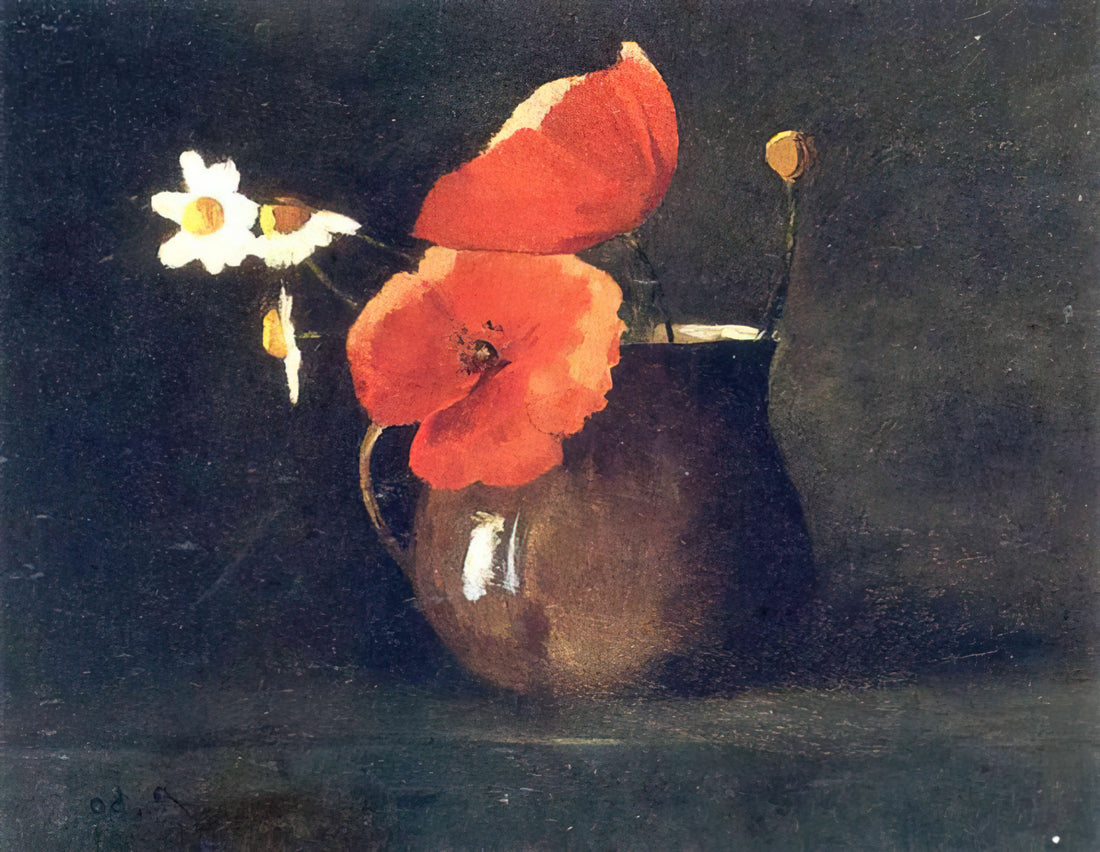Odilon Redon Paintings for Sale: A Collector's Guide to Symbolist Masterpieces - FLOWERS IN GREEN VASE by Odilon Redon