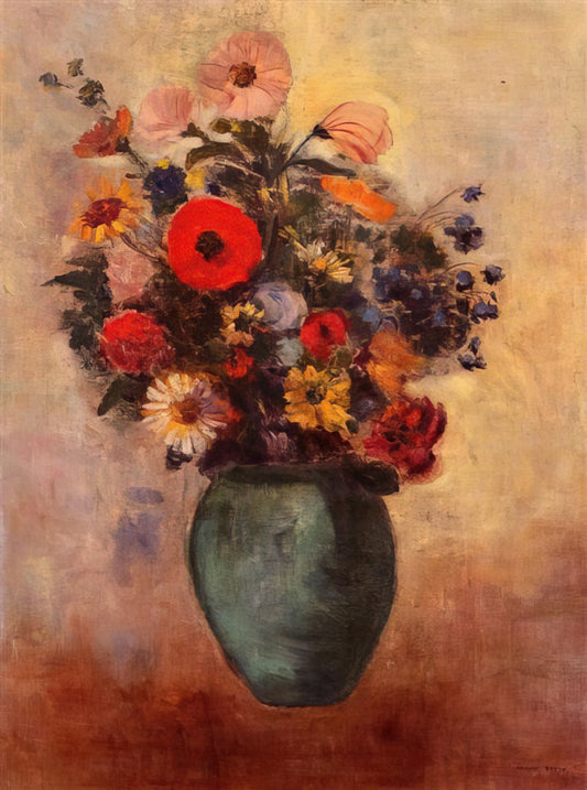 Odilon Redon Print: Exploring the Dreamlike World of Symbolist Masterpieces - VASE OF FLOWERS 3 by Odilon Redon