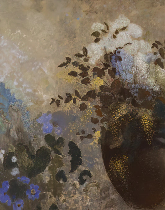 Odilon Redon: The Visionary Painter of Dreams and Symbolism - FLOWERS IN A BLACK VASE by Odilon Redon